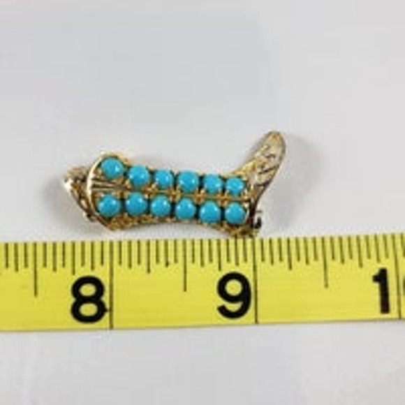Sterling Service with Gold Accents turquoise studs cowboy boots pendant - Picture 3 of 3